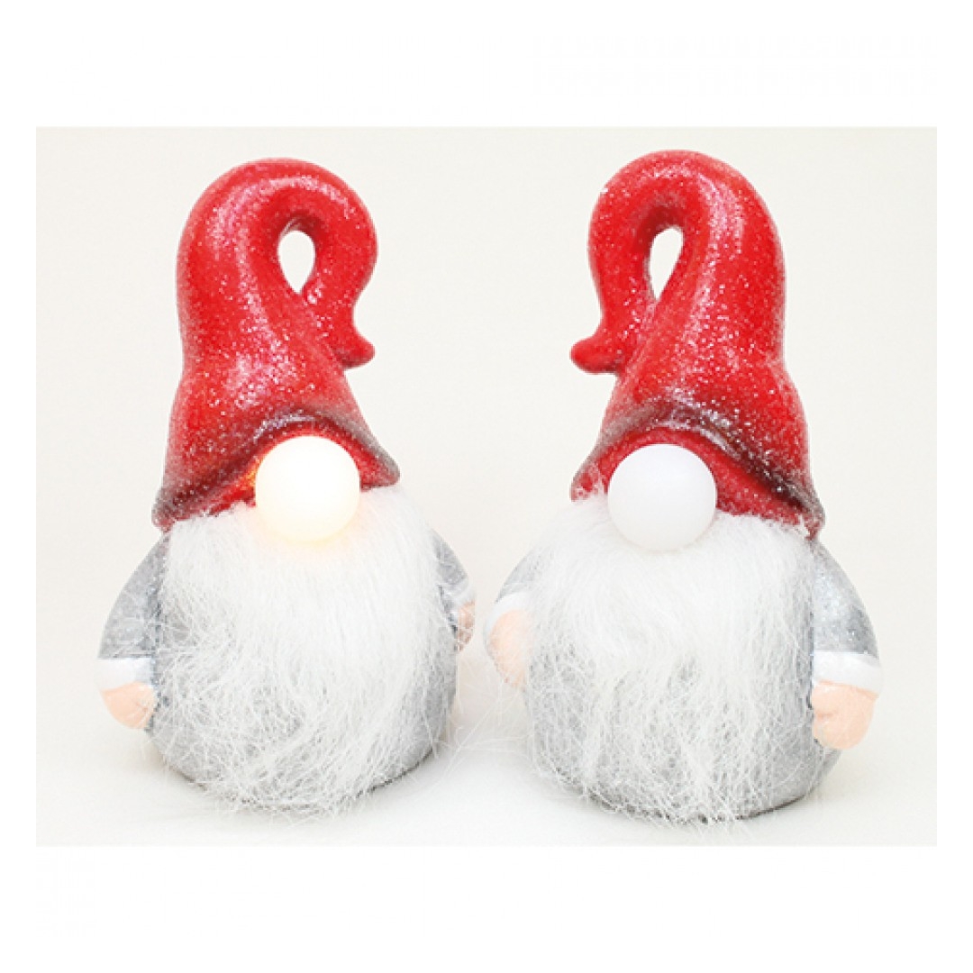 Ceramic Santa Claus with LED nose and glitter