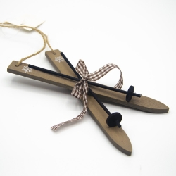 Wooden skis for Christmas decorations
